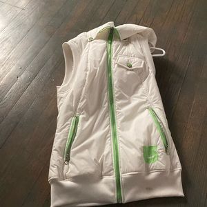 Burton white and green puffer vest